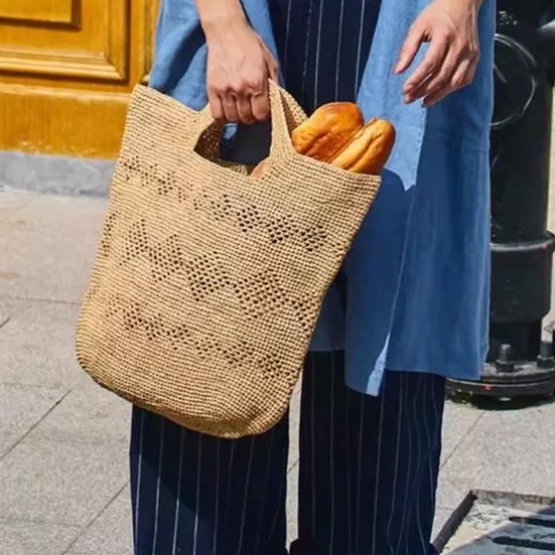 Women'S Raffia Bags - Büyük Kapasiteli Doğal Rafya Hasır Örgü