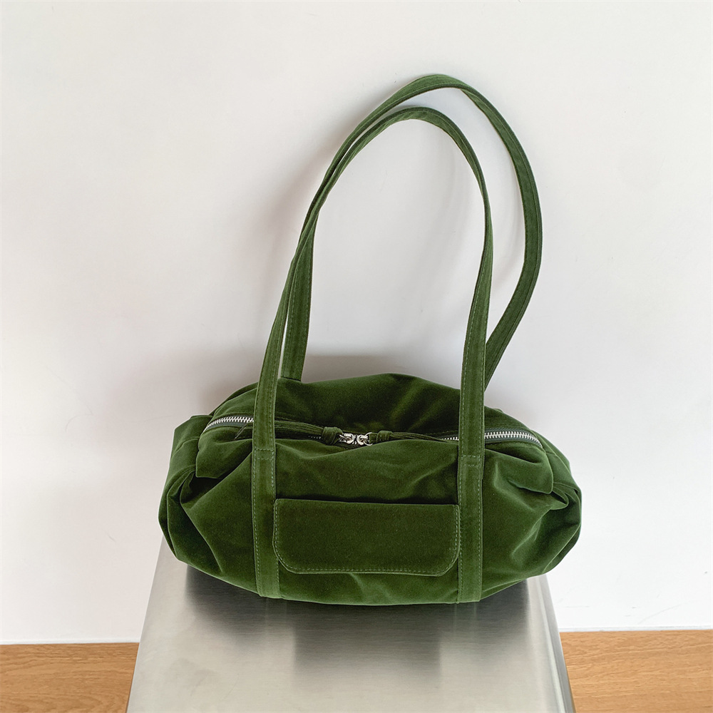 Women Hand Bags For Office - Vintage Kadife Kadın Boston Çantası, Geniş