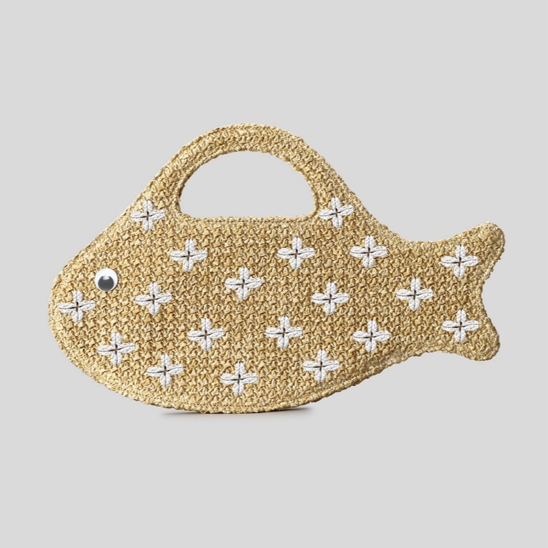 İşlemeli Balık Desenli Rafya H - Women'S Raffia Bags incelemesi ve fiyatı